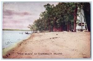 1910 The Beach At Cambell's Island Moline Illinois IL Posted Vintage Postcard