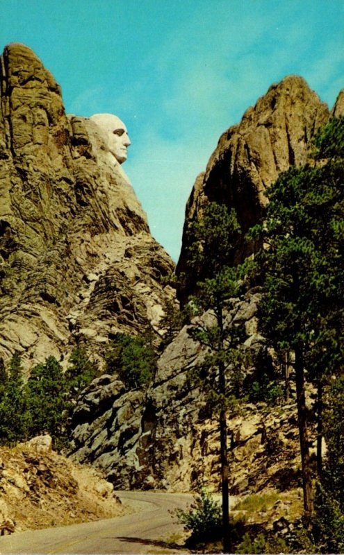 South Dakota Mount Rushmore Face Of George Washington From Horsethief Lake Road