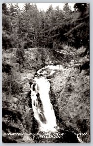 Mellen WI~Brownstone Falls Drop Into Tyler Forks~Bad River~Real Photo PC~RPPC