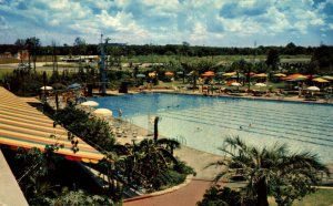 USA Shamrock Hotel Swimming Pool Houston Texas Chrome Postcard 08.54