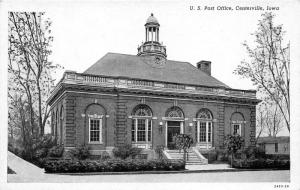 Centerville Iowa~US Post Office~Little Trees in Front~1950s B&W Postcard