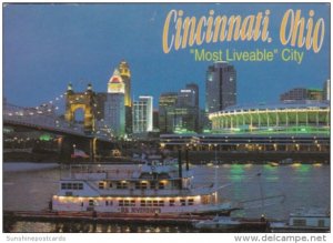 Ohio Cincinnati At Night Stadium & BB Riverboat