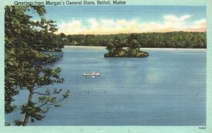 Vintage Postcard 1930's Greetings from Morgan's General Store Bethel Maine ME