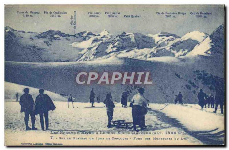 Old Postcard of Sports & # 39hiver Ski Luchon Superbagneres on the set one da...