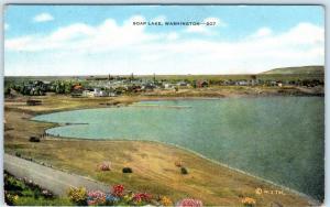 SOAP LAKE, Washington  WA   Panoramic View  ca 1940s Linen  Postcard