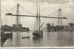 France Marseille Sortie du Vieux Port et le Pont Transbordeur Postcard 04.09