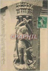 Postcard Old Surroundings of Rouen La Bouille Statue of Saint Michel (XVIth C...