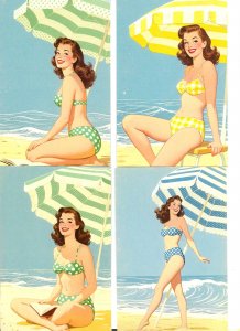 Young ladies in bikini on the beach 5 modern, artist drawn PC. Made in china