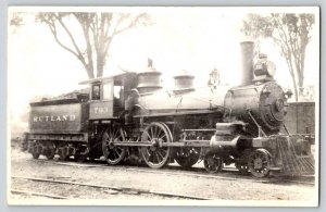 Postcard RPPC Train - Rutland 793 Locomotive & Coal Car - Azo