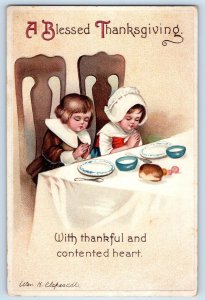 Thanksgiving Children Praying Before Meal Ellen Clapsaddle Signed Postcard
