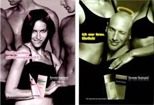 2~4X6 Postcards German Advertising  BRUNO BANANI  Fragrance For Women & Men