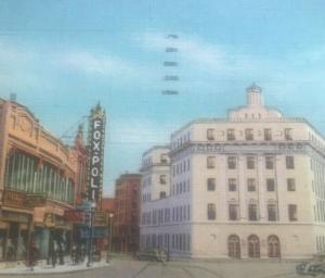 1935 Franklin Square WORCESTER MASS.postcard Foxpoli Theater Autos