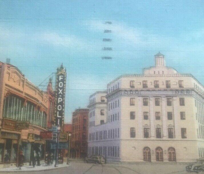 1935 Franklin Square WORCESTER MASS.postcard Foxpoli Theater Autos