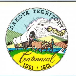 1961 So. Dak. Centennial SD South Dakota Territory Art State Chrome PC Vtg A301