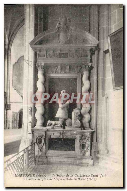 Old Postcard Narbonne Interior of the Cathedral of Saint Just Tomb of Jean de...