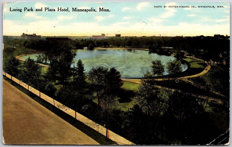 1911 Loring Park and Plaza Hotel Minneapolis Minnesota MN Posted Postcard