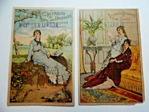 Victorian Trade Card Reynolds Brothers Fine Shoes Utica NY Lot of 2