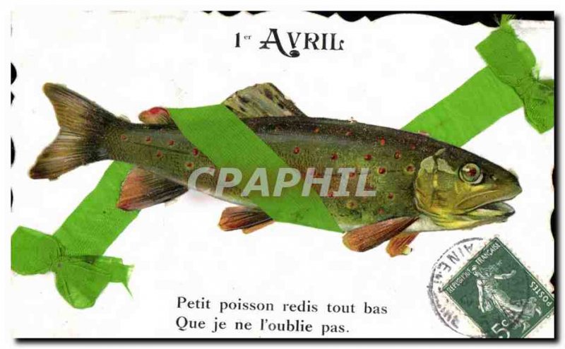 Old Postcard Fantasy Flowers Poisson April 1st