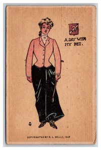 A Day With My Pet Pomp Woman R L Wells DB Postcard R18