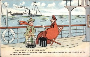 Scottish Comic Scottish Man Parrot Old Woman Cruise Ship Pre-1910 Postcard