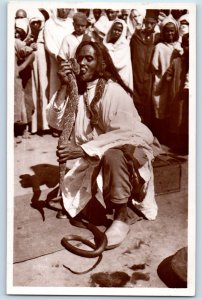 Casablanca Morocco Postcard The Snake Charmer Types c1930s RPPC Photo