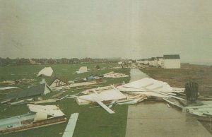 Goring By Sea Sussex Beach Huts Disaster Gale Weather Postcard