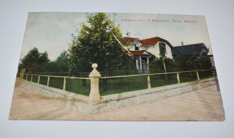 Residence of J. H. McQueeney Butte Montana Postcard