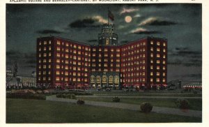 Vintage Postcard Atlantic Square & Berkeley Carteret by Moonlight Asbury Park NJ