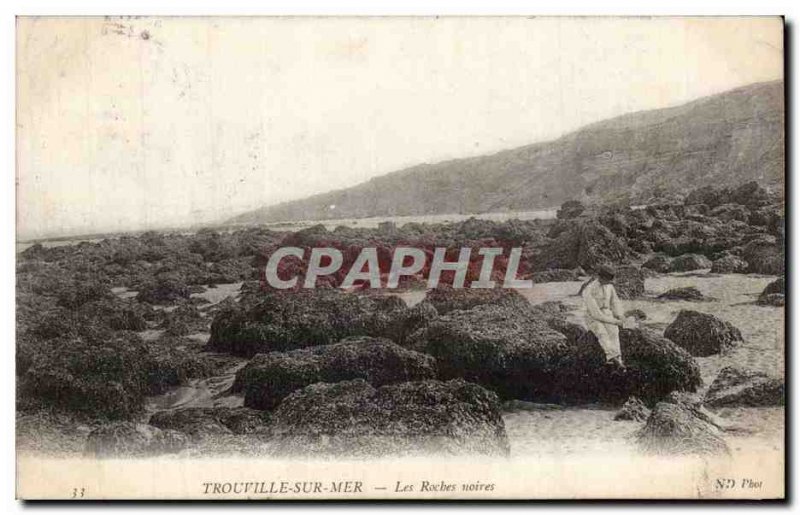 Old Postcard Trouville The black rocks