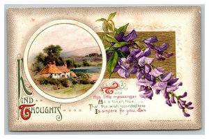Vintage 1913 Winch Back Postcard Beautiful Purple Flowers Gold Front