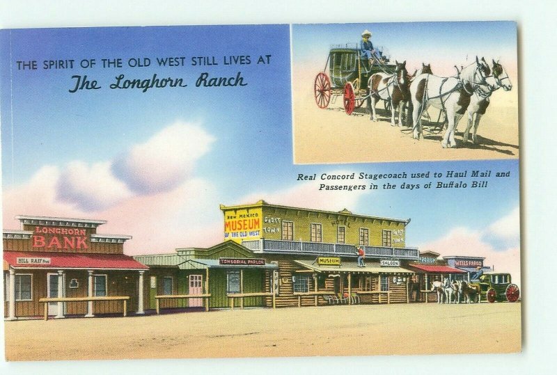 Route 66 Longhorn Ranch, Museum, Concord Stagecoach New Mexico Vintage  Postcard