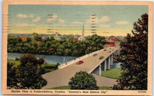 Postcard - America's Most Historic City - Skyline View of Fredericksburg, VA
