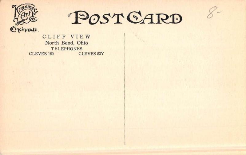 North Bend Ohio Cliff View Street View Antique Postcard K49001