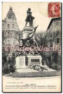 Postcard Old Nice Monument Leon Gambetta By Maubert