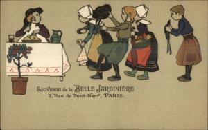 Belle Jardiniere Paris Rue Du Pont-Neuf Dutch Children c1900 Postcard #1