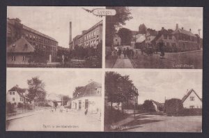 Vintage postcard Lyngby Denmark multi view streets factory bridge 1920s