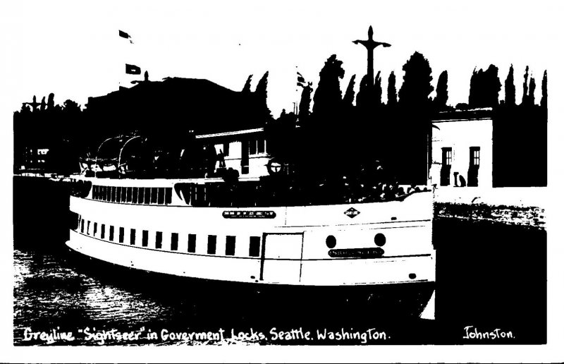 Washington Seattle Greyline Sightseer In Government Locks Real Photo