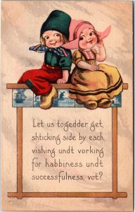 Postcard Bergman Dutch Let us togedder get shticking side by each