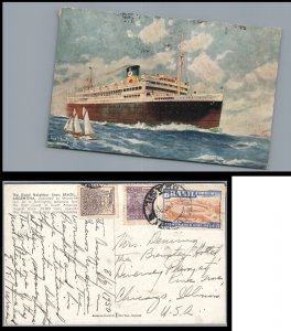 Abro Stamps Good Neighbors Linrs Brazil, Uruguay Argentina to Chicago Postcard