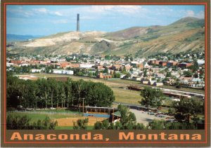 Postcard MT Anaconda - bird's eye view with smokestack