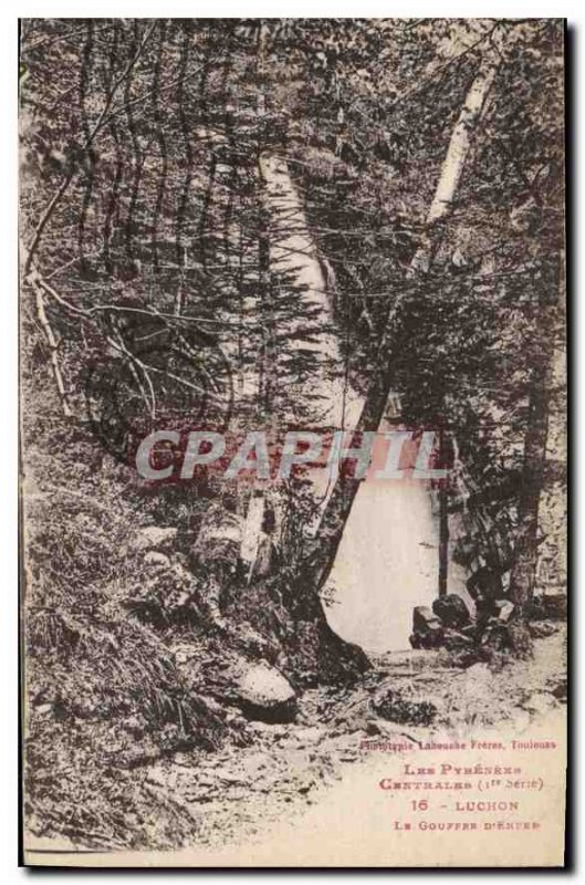 Old Postcard the Central Pyrenees Luchon the Chasm Between the