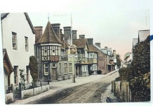 Porlock High Street Somerset Castle Hotel Stables Sign Early Colour Postcard