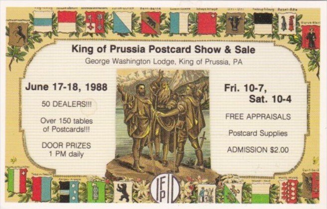 King Of Prussia Postcard Show George Washington Lodge 17-18 June 1988 King Of...