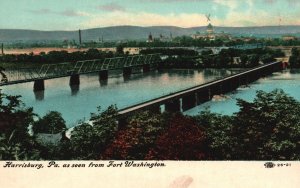 Vintage Postcard Fort Washington River Bridges Landmark Harrisburg Pennsylvania