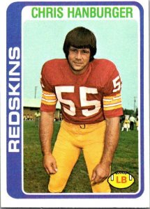 1978 Topps Football Card Chris Hanburger Washington Redskins sk7418