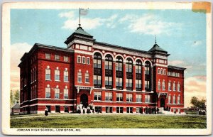 Lewiston Maine ME, Jordan Highschool, Historical Building, Vintage Postcard