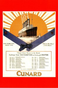 Advertisiong Cunard Line White Star R M S Mauretania Southampton To New York ...