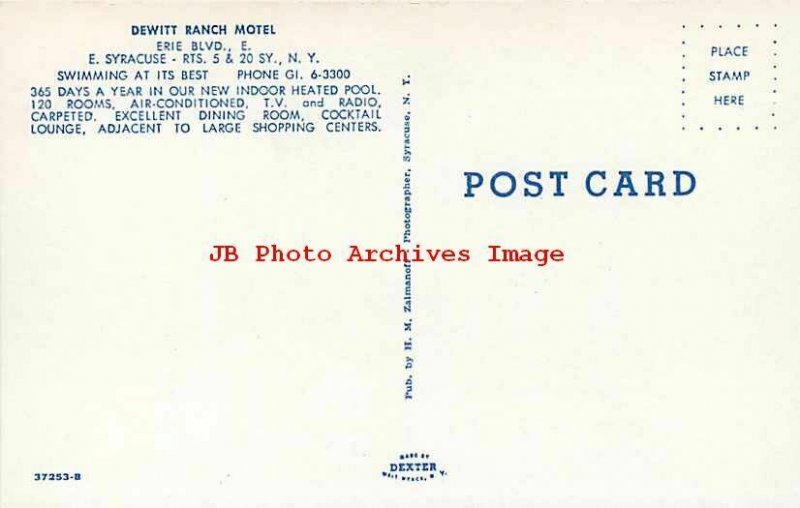 NY, Syracuse, New York, Dewitt Ranch Motel, Swimming Pool, Dexter No 37253-B