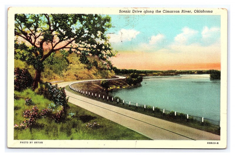 Scenic Drive Along Cimarron River Oklahoma c1953 Postcard