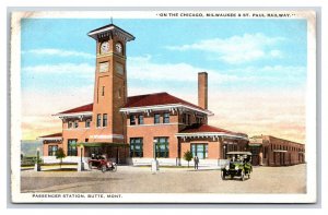 Milwaukee & St Paul Railway Station Butte Montana MT UNP WB Postcard R25